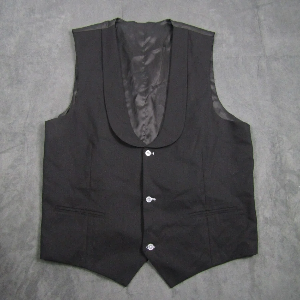 Rossi Man Tuxedo Vest Mens 50L Black Shawl Lapel Formal Waistcoat Remo RM1757